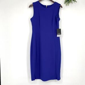 Marina Women's Sleeveless Crew Neck Sheath‎ Dress Blue Size 8 NWT